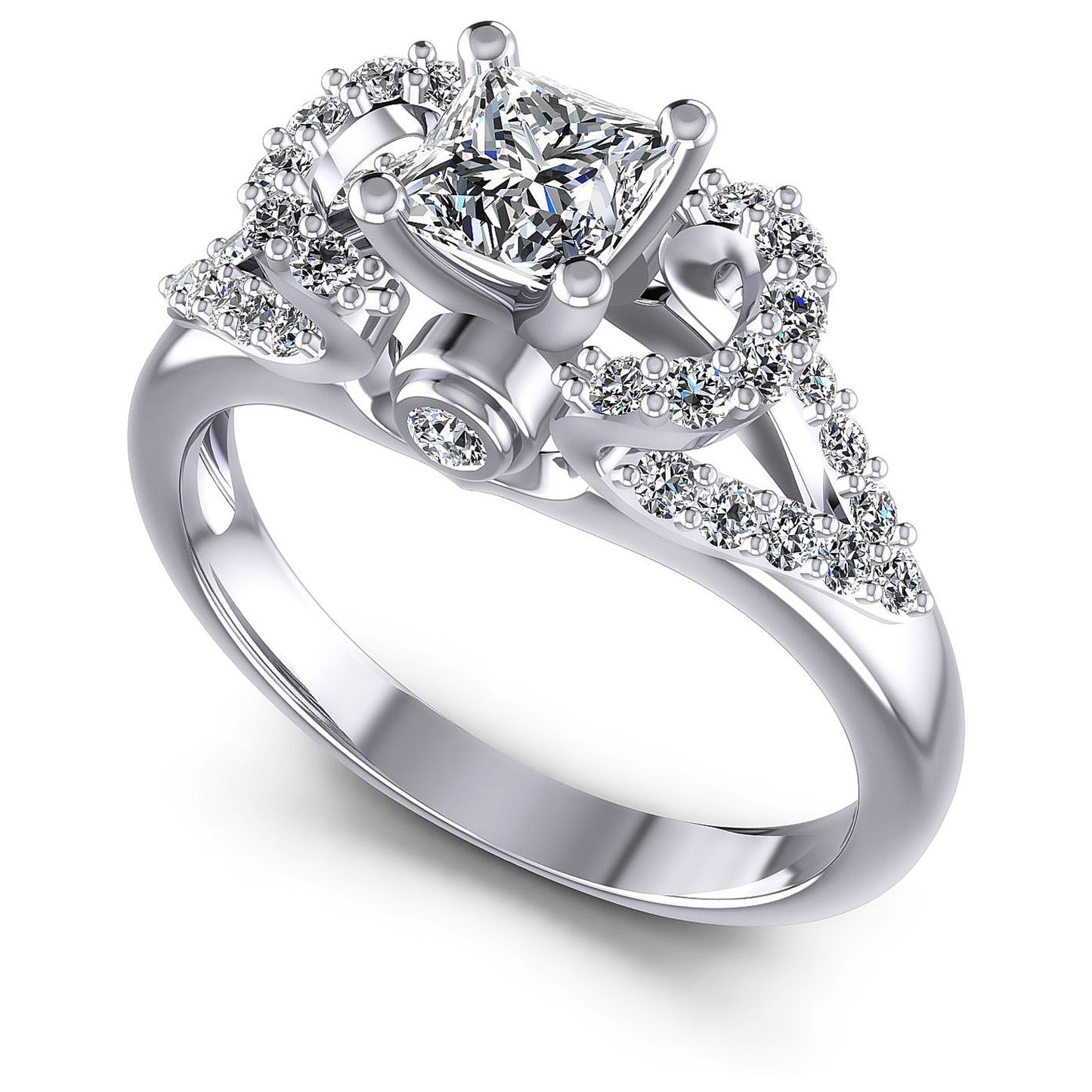 0.80CT Princess And Round  Cut Diamonds Engagement Rings