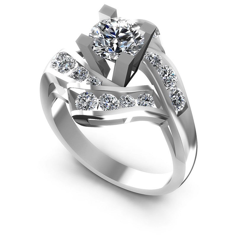 Round Diamonds 1.10CT Engagement Ring in 14KT White Gold