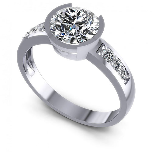 Round Diamonds 1.05CT Engagement Ring in 14KT White Gold