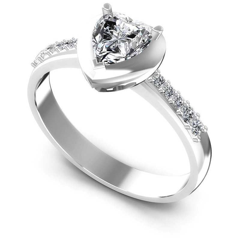 Round and Heart Diamonds 0.50CT Engagement Ring in 14KT White Gold