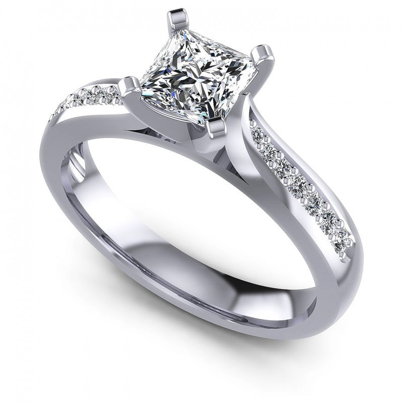 Round Cut Diamonds Engagement Ring in 14KT White Gold