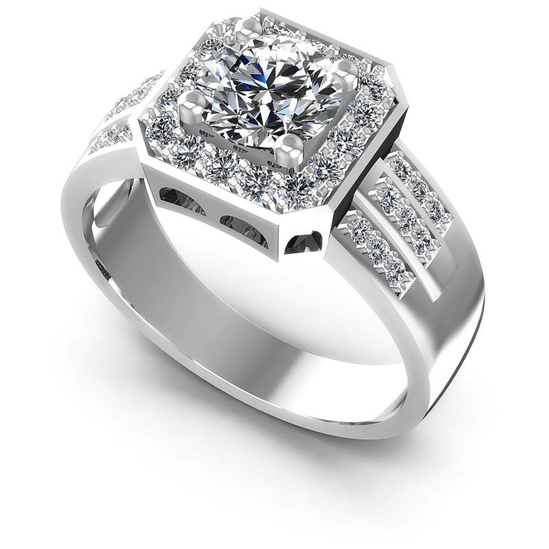Round Diamonds 0.80CT Halo Ring in 14KT White Gold