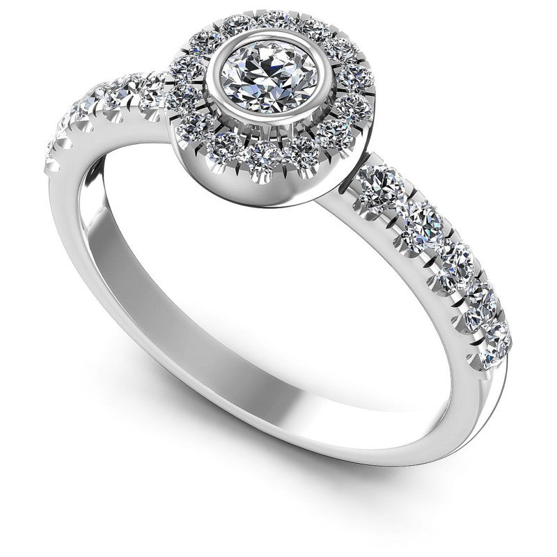 Round Diamonds 0.95CT Halo Ring in 14KT White Gold