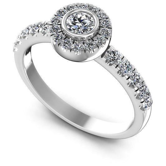 Round Diamonds 0.95CT Halo Ring in 14KT White Gold