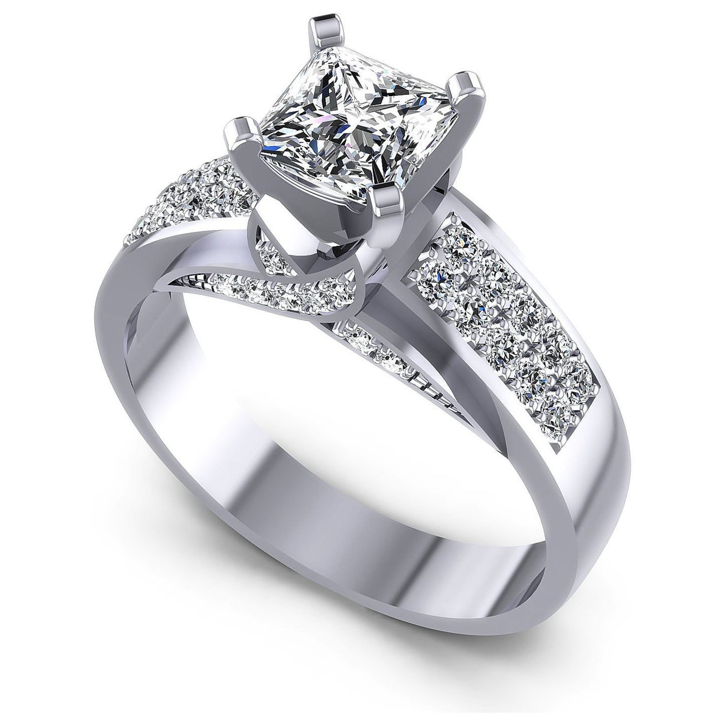 0.85CT Princess And Round  Cut Diamonds Engagement Rings