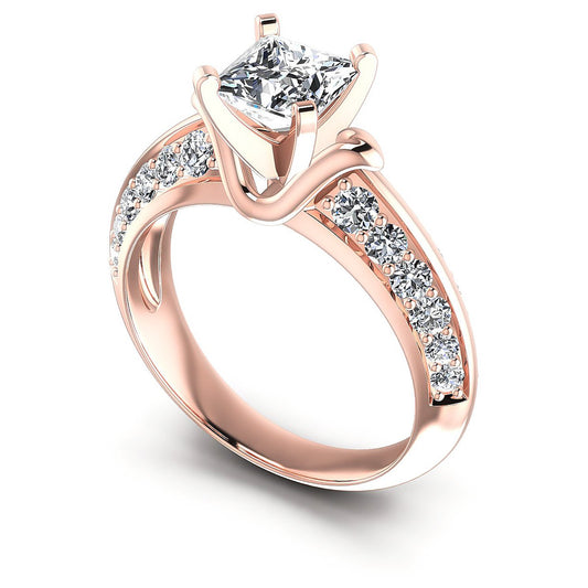 1.00CT Princess And Round  Cut Diamonds Engagement Rings