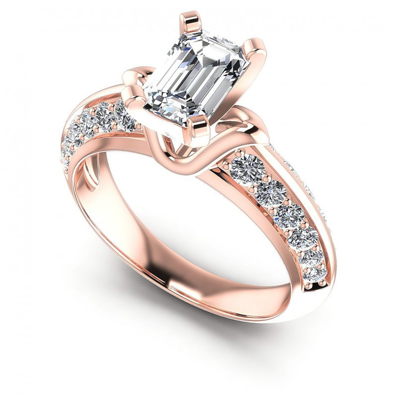 Round and Emerald Diamonds 1.00CT Engagement Ring in 18KT White Gold