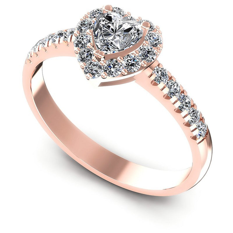 Round and Heart Diamonds 0.80CT Halo Ring in 18KT White Gold