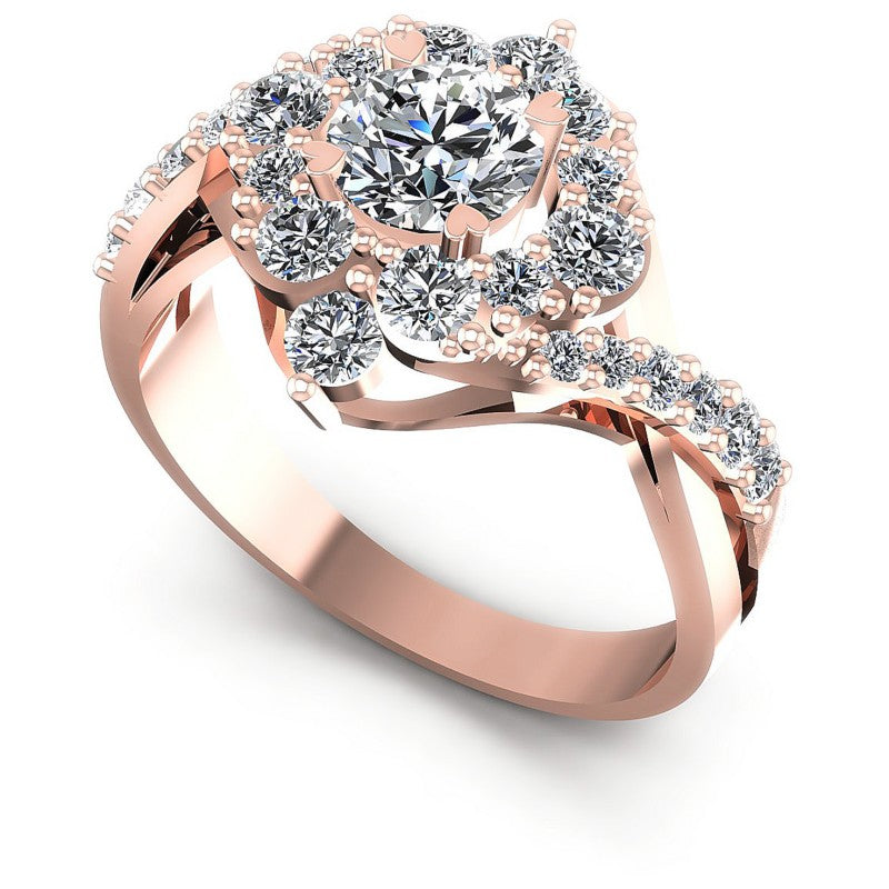 Round Diamonds 1.30CT Halo Ring in 18KT White Gold