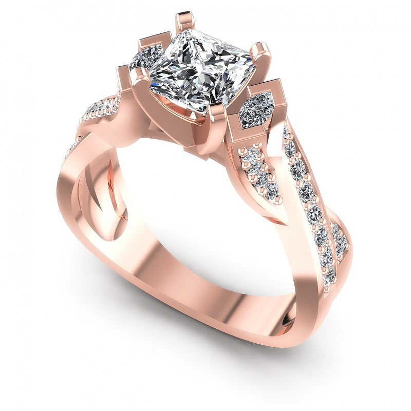 Princess and Round and Marquise Diamonds 0.75CT Engagement Ring in 18KT White Gold
