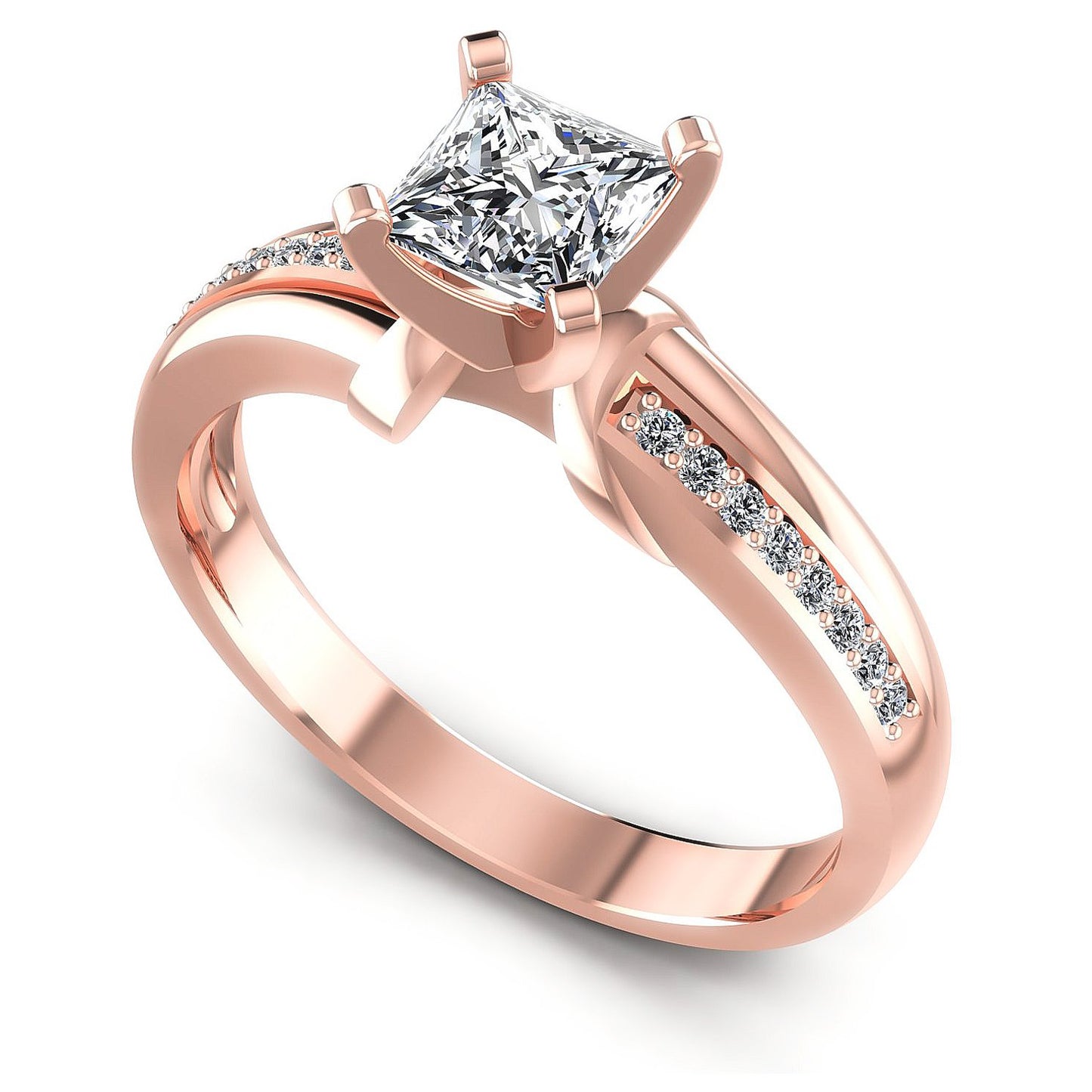 0.45CT Princess And Round  Cut Diamonds Engagement Rings