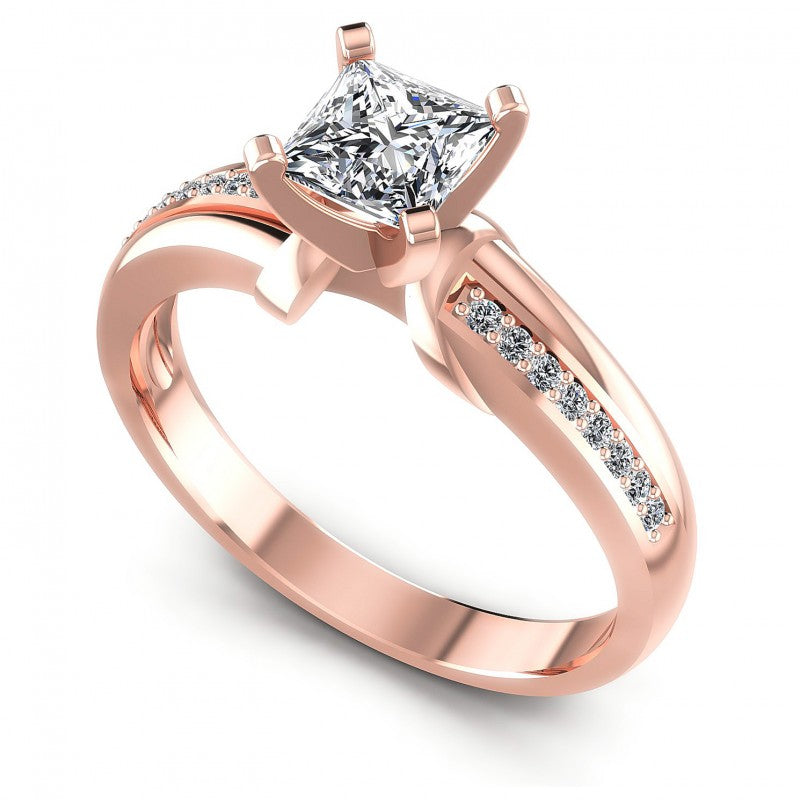 Princess and Round Diamonds 0.45CT Engagement Ring in 18KT White Gold