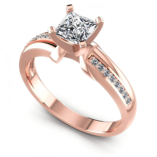 Princess and Round Diamonds 0.45CT Engagement Ring in 18KT White Gold