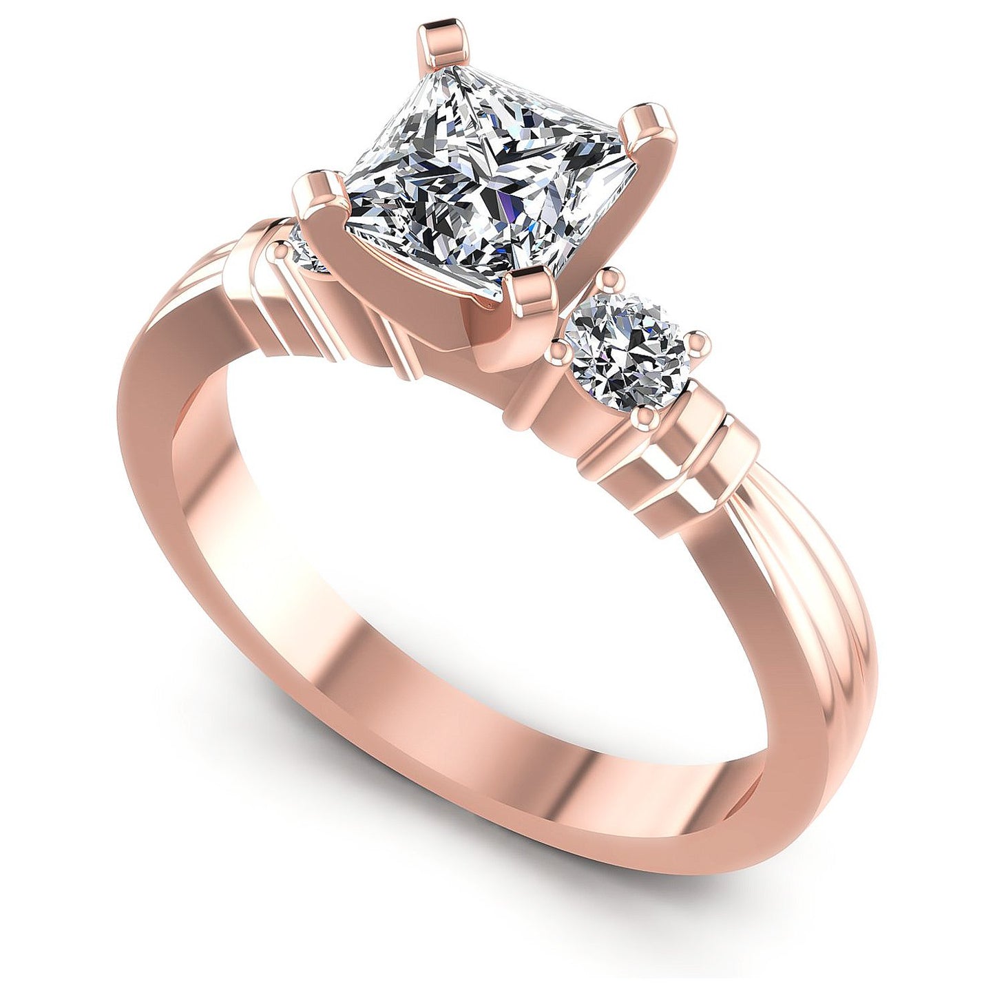 0.55CT Princess And Round  Cut Diamonds Engagement Rings
