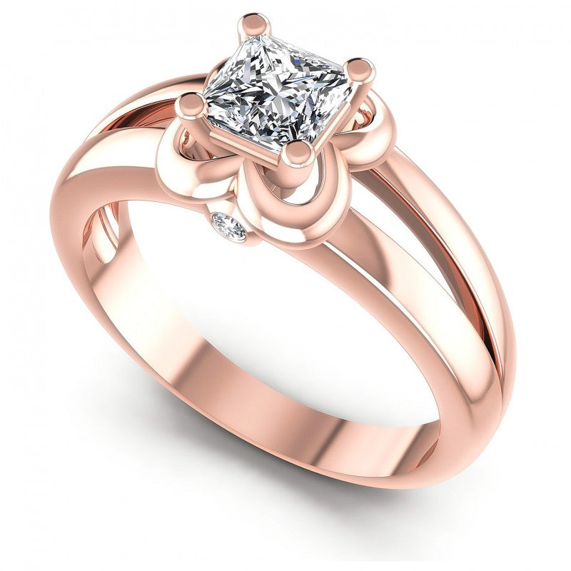Princess and Round Diamonds 0.40CT Engagement Ring in 18KT White Gold
