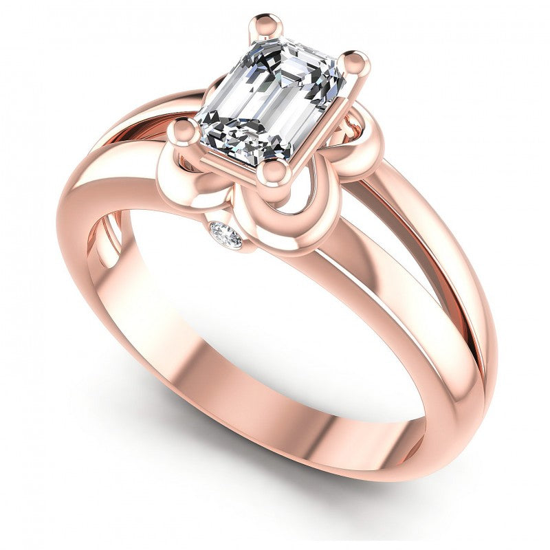 Round and Emerald Diamonds 0.40CT Engagement Ring in 18KT White Gold
