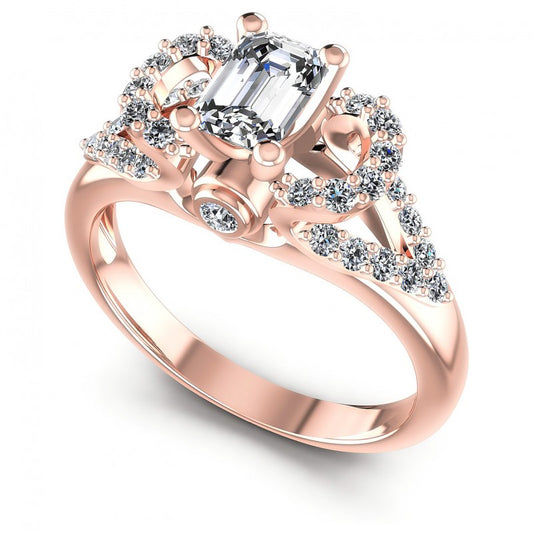 Round and Emerald Diamonds 0.80CT Engagement Ring in 18KT White Gold