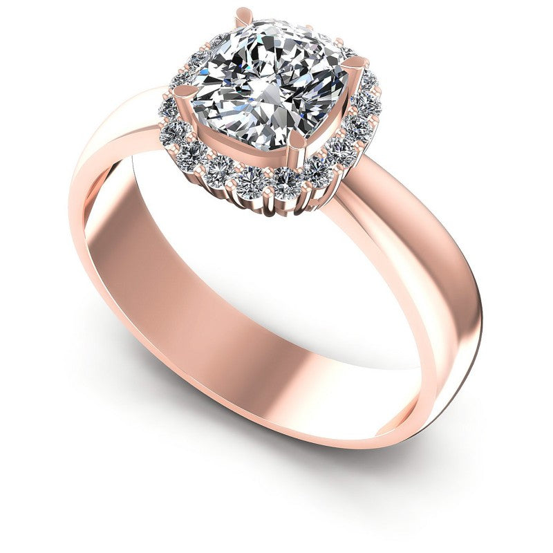 Round and Cushion Diamonds 0.55CT Halo Ring in 18KT White Gold