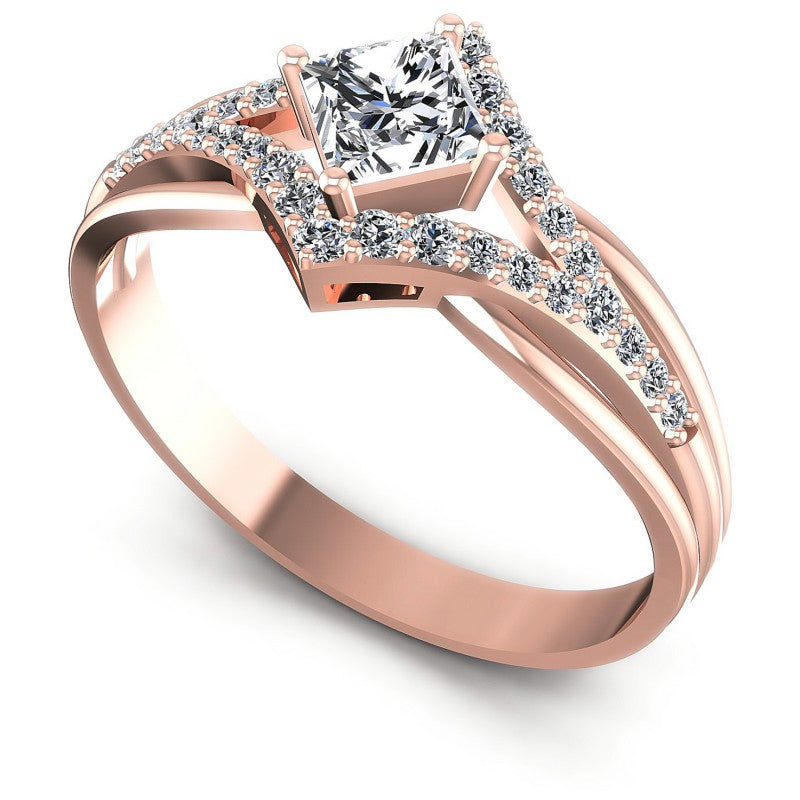 Princess and Round Diamonds 0.60CT Engagement Ring in 18KT White Gold