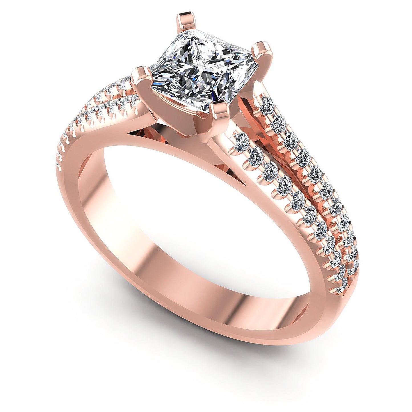 0.75CT Princess And Round  Cut Diamonds Engagement Rings