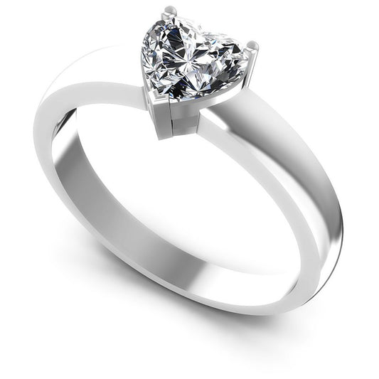 Heart Diamonds 0.35CT Solitaire Ring in 14KT White Gold