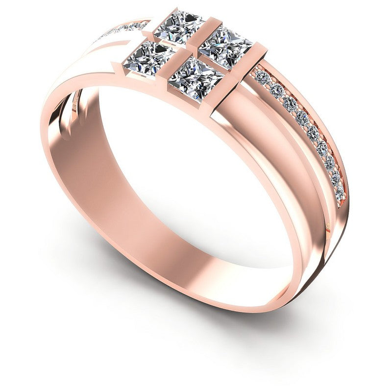 Princess and Round Diamonds 0.80CT Diamonds Wedding Band in 18KT White Gold