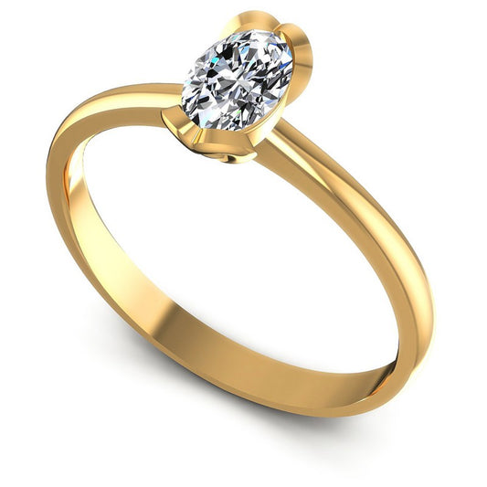 Oval Diamonds 0.35CT Solitaire Ring in 14KT White Gold