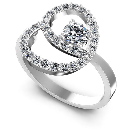 Round Diamonds 0.60CT Fashion Ring in 14KT White Gold