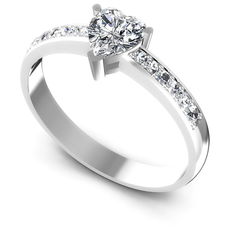 Round and Heart Diamonds 0.55CT Engagement Ring in 14KT White Gold