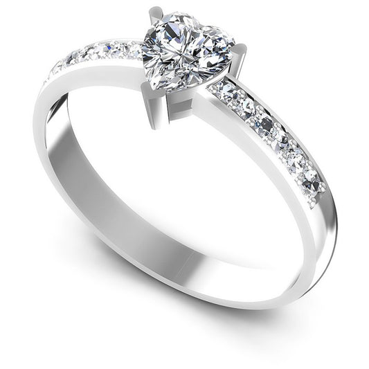 Round and Heart Diamonds 0.55CT Engagement Ring in 14KT White Gold