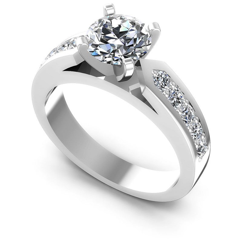 Round Diamonds 0.90CT Engagement Ring in 14KT White Gold