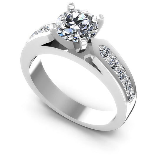 Round Diamonds 0.90CT Engagement Ring in 14KT White Gold