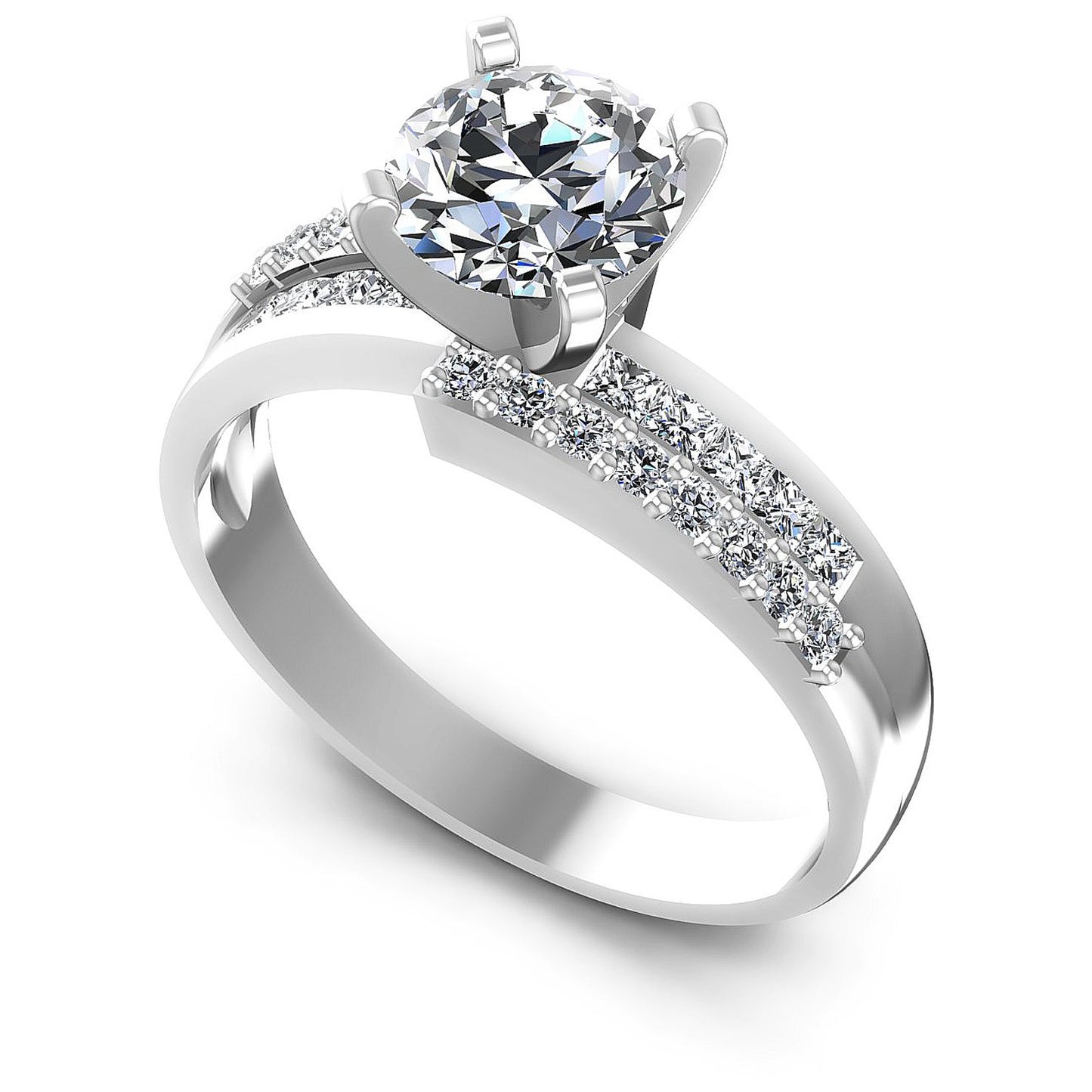 0.95CT Round And Princess  Cut Diamonds Engagement Rings