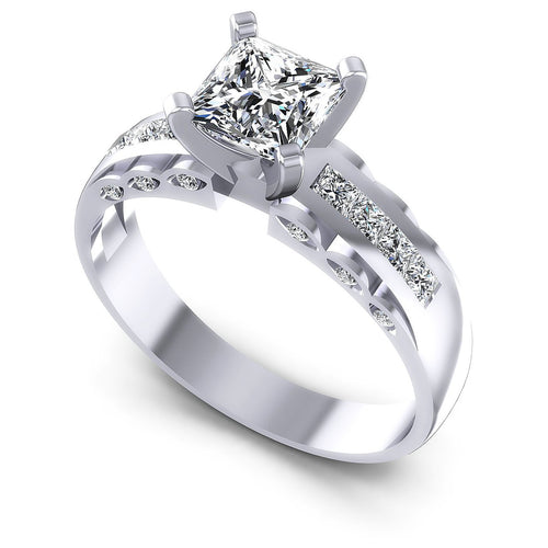 0.70CT Princess And Round  Cut Diamonds Engagement Rings