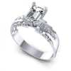 Princess and Round and Emerald Diamonds 0.70CT Engagement Ring in 14KT White Gold