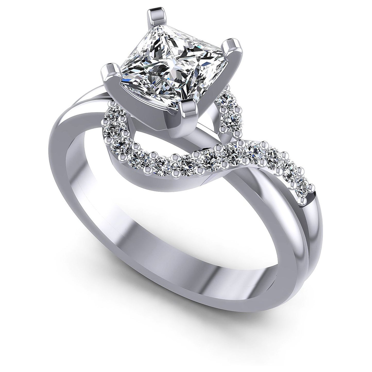 0.60CT Princess And Round  Cut Diamonds Engagement Rings