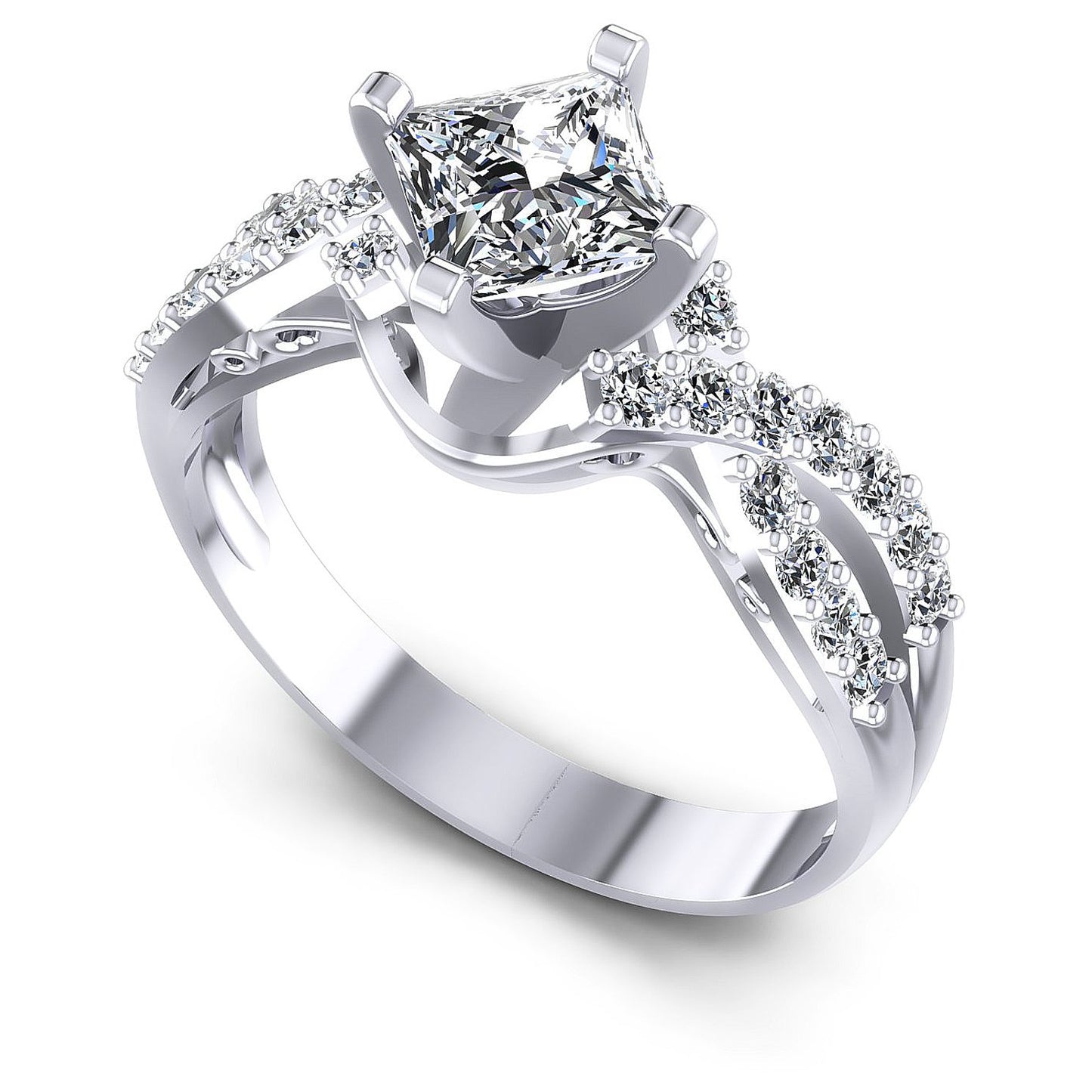 0.80CT Princess And Round  Cut Diamonds Engagement Rings