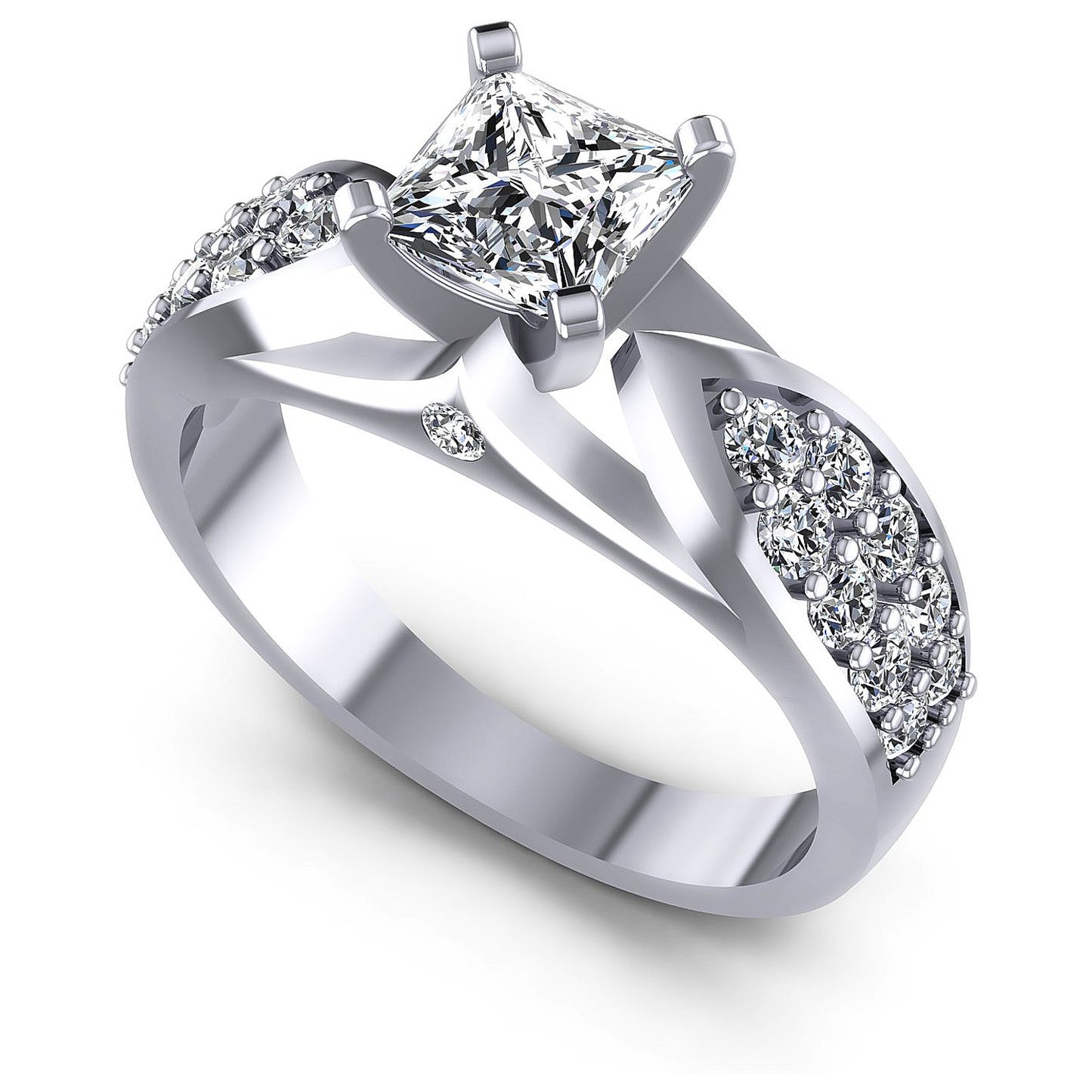 0.95CT Princess And Round  Cut Diamonds Engagement Rings