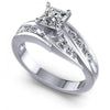 Princess and Round Diamonds 0.95CT Engagement Ring in 14KT White Gold