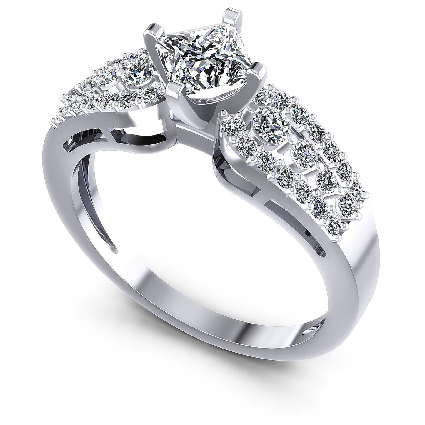 0.80CT Princess And Round  Cut Diamonds Engagement Rings