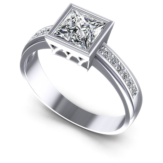 0.50CT Princess And Round  Cut Diamonds Engagement Rings