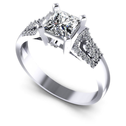 0.65CT Princess And Round  Cut Diamonds Engagement Rings