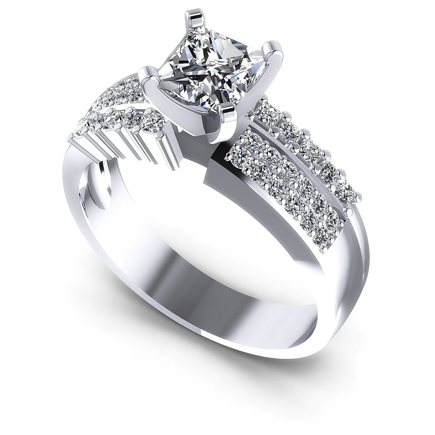 0.80CT Princess And Round  Cut Diamonds Engagement Rings