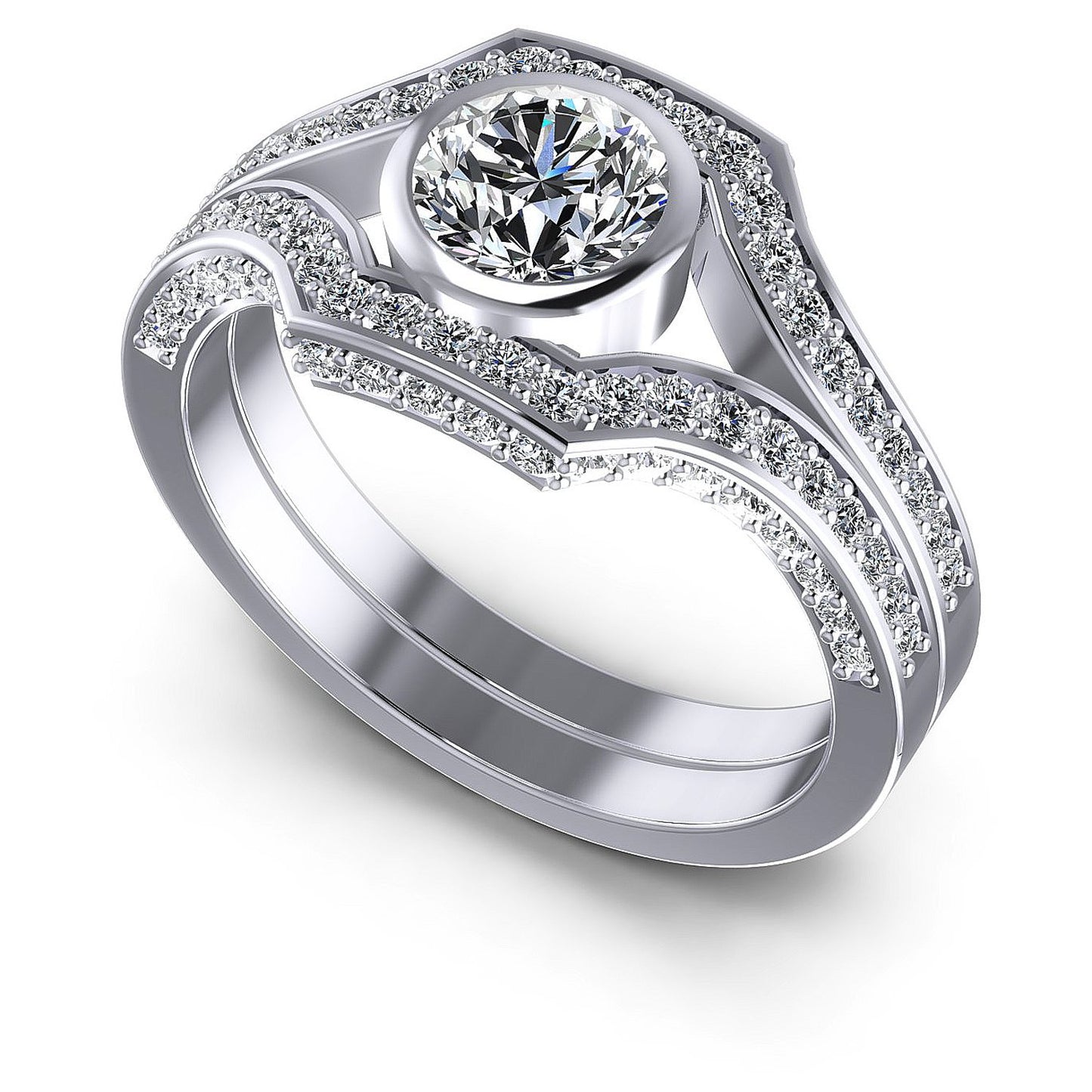 1.20CT Round And Triangle  Cut Diamonds Engagement Rings