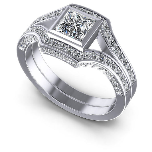 1.15CT Princess And Round And Triangle  Cut Diamonds Engagement Rings