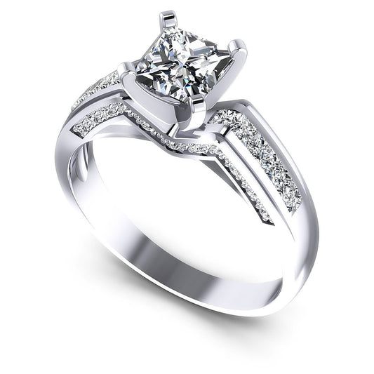 0.80CT Princess And Round  Cut Diamonds Engagement Rings