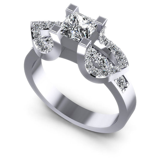 0.90CT Princess And Round  Cut Diamonds Engagement Rings