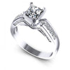Princess and Round and Emerald Diamonds 0.80CT Engagement Ring in 14KT White Gold