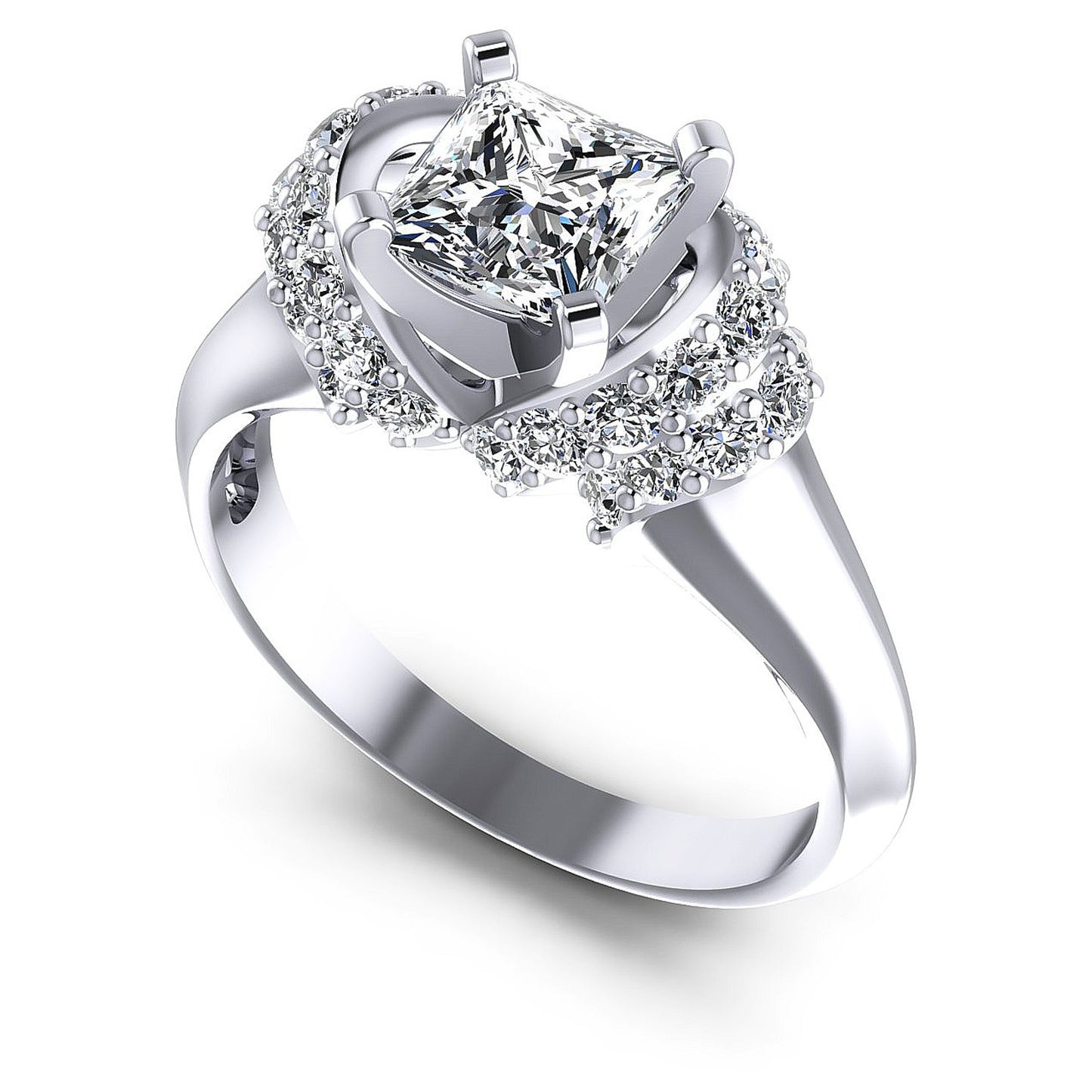 0.95CT Princess And Round  Cut Diamonds Engagement Rings