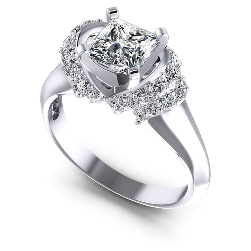 0.95CT Princess And Round  Cut Diamonds Engagement Rings